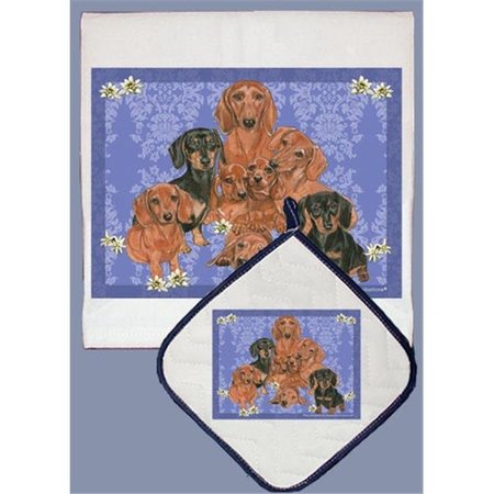 PIPSQUEAK PRODUCTIONS Pipsqueak Productions DP543 Dish Towel and Pot Holder Set - Dachshund Family DP543
